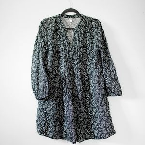 Blue Long Sleeve Floral Dress